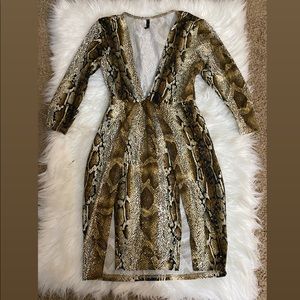 Brown black white snake dress Small